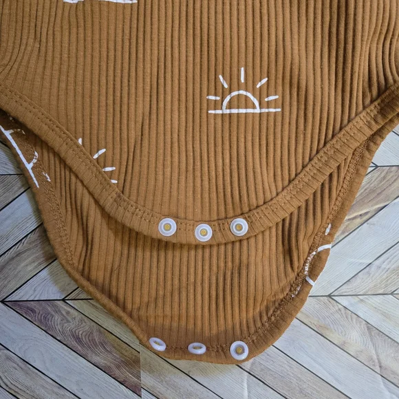 Baby Boy Girl Sun Print Ribbed Long Sleeve Onesie Pants Beanie Lounge Set 12-18M - Picture 7 of 14